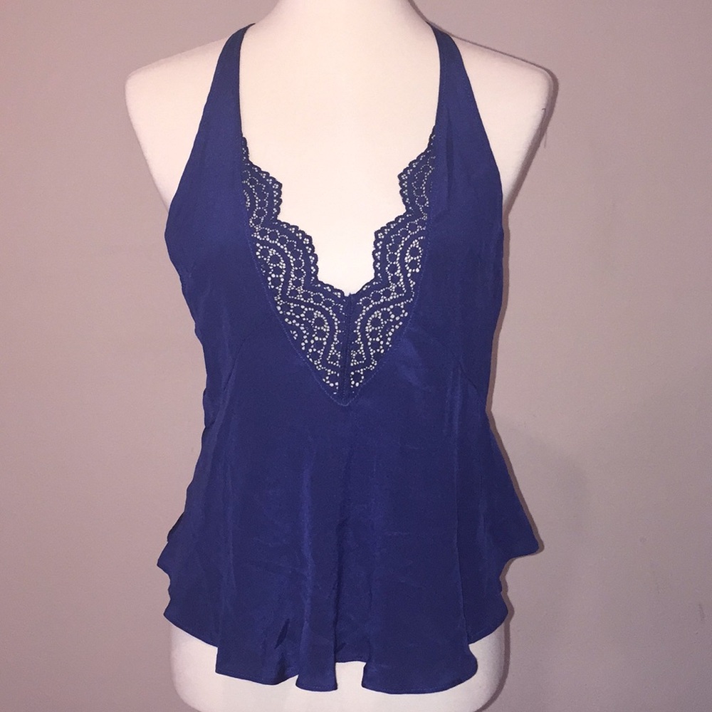 Free People “Intimately” Navy Lace Racerback Tank - Picture 2 of 8